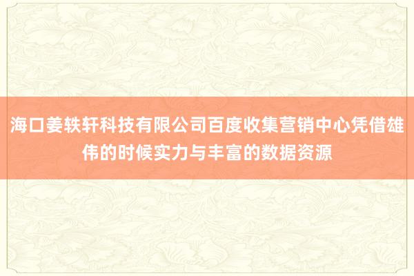 海口姜轶轩科技有限公司百度收集营销中心凭借雄伟的时候实力与丰富的数据资源