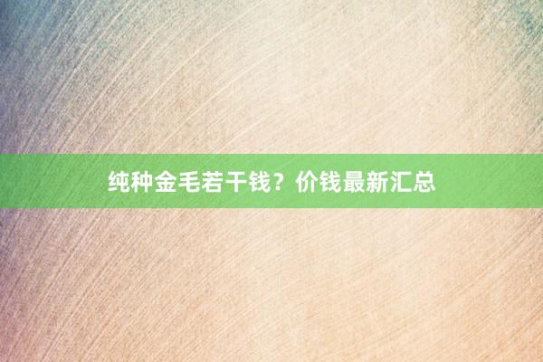 纯种金毛若干钱？价钱最新汇总